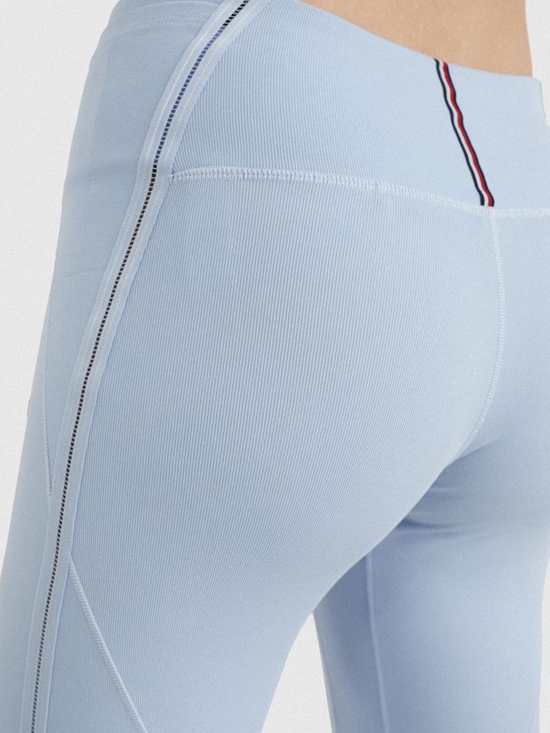 Női Tommy Hilfiger High-Derekú Ribbed Mesh Legging Kék | HU 226XYU